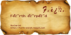 Fürth Árpád névjegykártya
